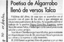 Poestisa de Algarrobo llenó de versos Talca  [artículo]