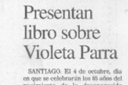 Presentan libro sobre Violeta Parra  [artículo]