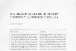 Los premios nobel de literatura chilenos y la función consular  [artículo] Julio Barrenechea Dyvinetz