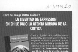 La libertad de expresión en Chile bajo la atenta mirada de la crítica  [artículo]