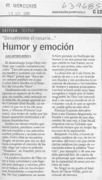 Humor y emoción  [artículo] Juan Antonio Muñoz H.