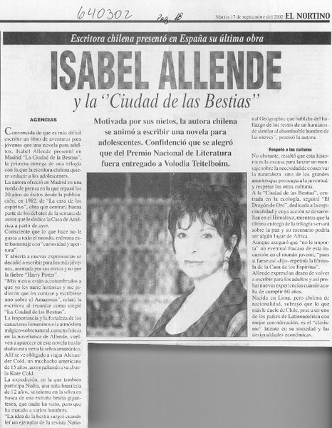 Allende, Isabel Allende y la "Ciudad de las bestias"  [artículo]
