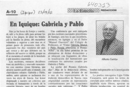 En Iquique, Gabriela y Pablo  [artículo] Alberto Carrizo