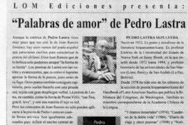 "Palabras de amor" de Pedro Lastra  [artículo]