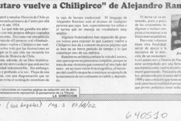 "Lautaro vuelve a Chilipirco" de Alejandro Ramírez  [artículo] José Blanco J.
