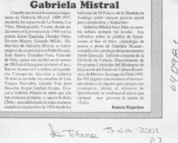 Gabriela Mistral  [artículo] Ramón Riquelme