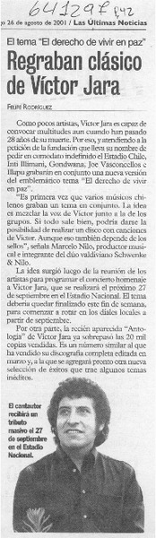 Regraban clásico de Víctor Jara  [artículo] Felipe Rodríguez