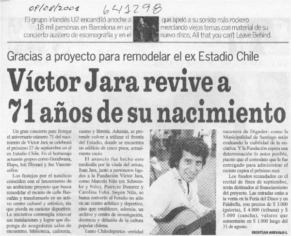 Víctor Jara revive a 71 años de su nacimiento  [artículo] Cristián Arévalo I.