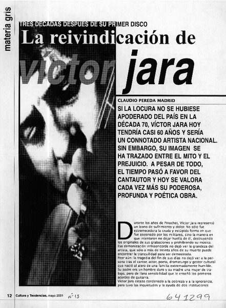 La reivindicación de Víctor Jara  [artículo] Claudio Pereda