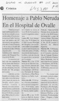 Homenaje a Pablo Neruda en el Hospital de Ovalle  [artículo]