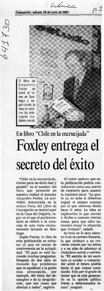 Foxley entrega el secreto del éxito  [artículo]