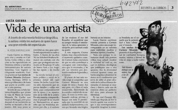 Vida de una artista  [artículo] M. Ester Martínez Sanz