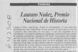 Lautaro Núñez, Premio Nacional de Historia  [artículo] Ramón Seguel Vorphal