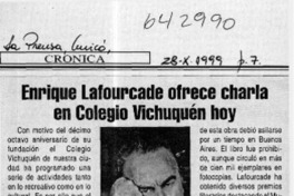Enrique Lafourcade ofrece charla en Colegio Vichuquén hoy  [artículo]