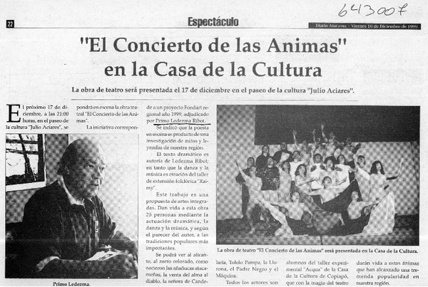 "El concierto de las ánimas" en la Casa de la Cultura  [artículo]