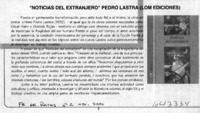 "Noticias del extranjero" Pedro Lastra (LOM Ediciones)  [artículo]