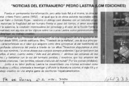 "Noticias del extranjero" Pedro Lastra (LOM Ediciones)  [artículo]