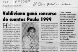 Valdiviano ganó concurso de cuentos Paula 1999  [artículo]