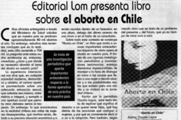 Editorial Lom presenta libro sobre el aborto en Chile  [artículo]