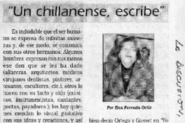 "Un chillanense, escribe"  [artículo] Ena Ferrada Ortiz
