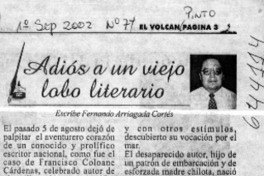 Adiós a un viejo lobo literario  [artículo] Fernando Arriagada Cortés