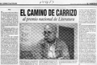 El camino de Carrizo al premio nacional de literatura  [artículo] R. C.
