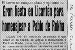 Gran fiesta en Licantén para homenajear a Pablo de Rokha  [artículo]