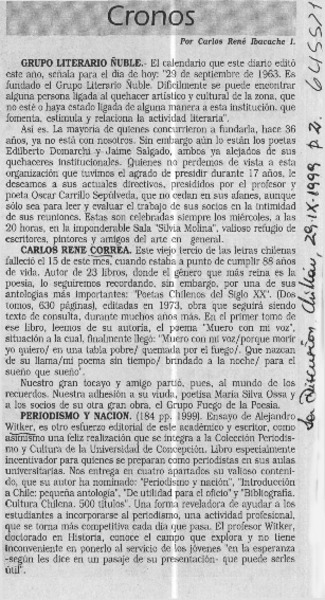 Grupo literario Ñuble  [artículo] Carlos René Ibacache I.