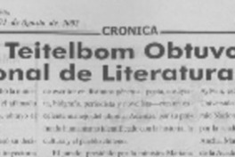 Volodia Teitelboim obtuvo Premio Nacional de Literatura 2002  [artículo]