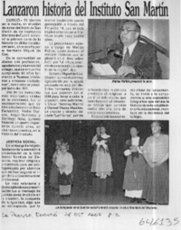 Lanzaron historia del Instituto San Martín  [artículo]