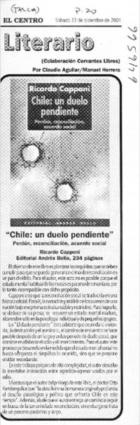 "Chile, un duelo pendiente"  [artículo] Claudio Aguilar <y> Manuel Herrera