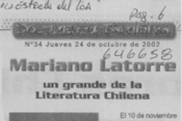 Mariano Latorre un grande de la Literatura Chilena  [artículo]