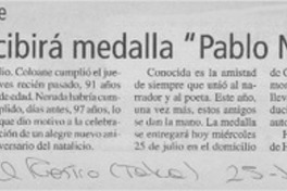 Francisco Coloane recibirá medalla "Pablo Neruda"  [artículo]