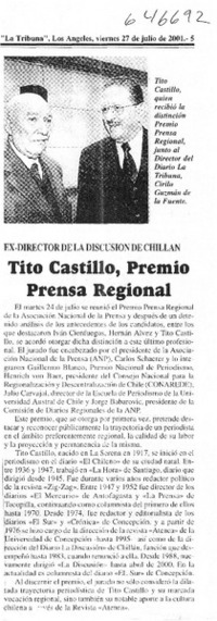 Tito Castillo, Premio Prensa Regional  [artículo]