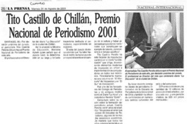 Tito Castillo de Chillán, Premio Nacional de Periodismo 2001  [artículo]