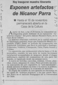 Exponen artefactos de Nicanor Parra  [artículo]