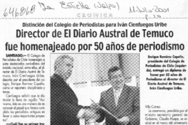 Director de El Diario Austral de Temuco fue homenajeado por 50 años de periodismo  [artículo]