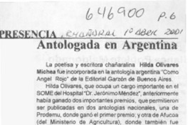 Antologada en Argentina  [artículo]