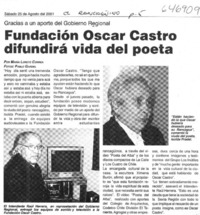 Fundación Oscar Castro difundirá vida del poeta  [artículo] María Loreto Correa
