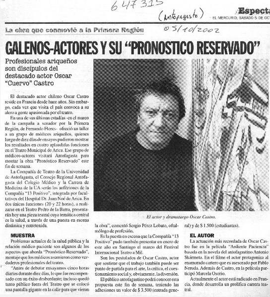 Galenos-actores y su "pronóstico reservado"  [artículo]