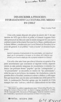 Des-escribir a Pinochet, desbaratando la cultura del miedo en Chile