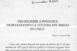 Des-escribir a Pinochet, desbaratando la cultura del miedo en Chile
