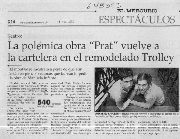 La polémica obra "Prat" vuelve a la cartelera en el remodelado Trolley  [artículo]