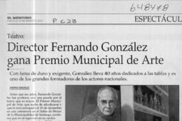 Director Fernando González gana Premio Municipal de Arte  [artículo] Andrea González