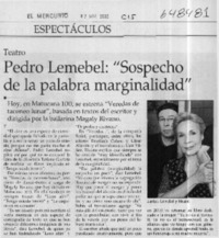Pedro Lemebel, "sospecho de la palabra marginalidad"  [artículo]