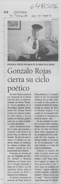 Gonzalo Rojas cierra su ciclo poético  [artículo]