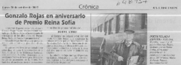 Gonzalo Rojas en aniversario de Premio Reina Sofía  [artículo]