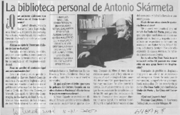 La biblioteca personal de Antonio Skármeta  [artículo]