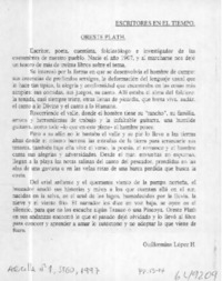 Oreste Plath  [artículo] Guillermina López H.