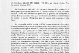 La familia Claro en Chile  [artículo] Carlos Celis Atria